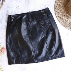 Free People Mini Retro Bodycon Vegan Leather Skirt in Black